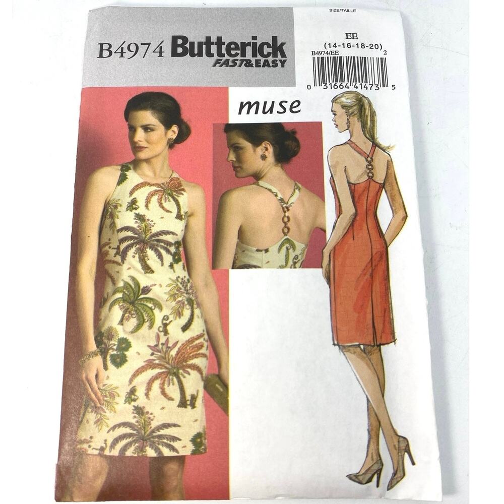 Butterick B4974 Halter Dress Pattern Sz 14-20 Muse Sun Dress Y2K Boho UC FF OOP